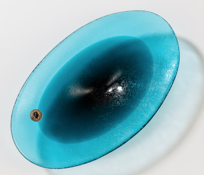  Fornasa De Murano BLUE OVAL CORROSO MURANO GLASS BOWL