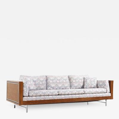  Founders Furniture Company Founders Mid Century Cane and Walnut Sofa