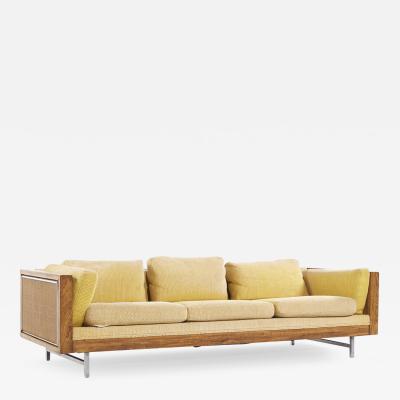  Founders Furniture Company Founders Mid Century Cane and Walnut Sofa