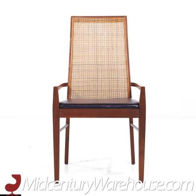  Founders Furniture Company Founders Mid Century Walnut and Cane Dining Chairs Set of 6