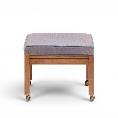  Founders Furniture Company Founders Style Mid Century Oak Rolling Upholstered Stools Pair