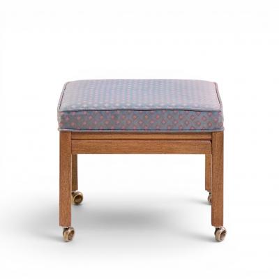  Founders Furniture Company Founders Style Mid Century Oak Rolling Upholstered Stools Pair