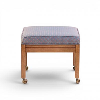  Founders Furniture Company Founders Style Mid Century Oak Rolling Upholstered Stools Pair