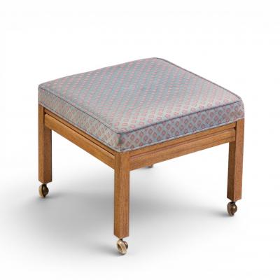  Founders Furniture Company Founders Style Mid Century Oak Rolling Upholstered Stools Pair