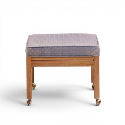  Founders Furniture Company Founders Style Mid Century Oak Rolling Upholstered Stools Pair