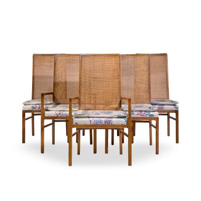  Founders Furniture Company Founders Style Mid Century Oak and Cane Dining Chairs Set of 6