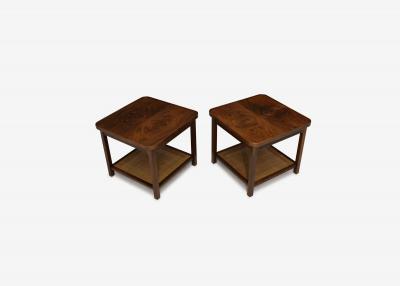  Founders Furniture Company Jack Cartwright for Founders Book Matched Walnut Cane Side Tables