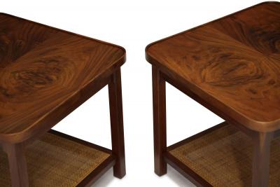  Founders Furniture Company Jack Cartwright for Founders Book Matched Walnut Cane Side Tables