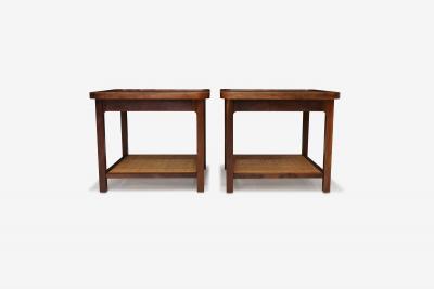  Founders Furniture Company Jack Cartwright for Founders Book Matched Walnut Cane Side Tables