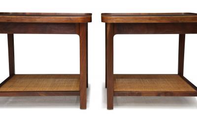  Founders Furniture Company Jack Cartwright for Founders Book Matched Walnut Cane Side Tables