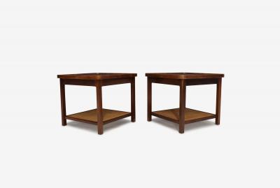  Founders Furniture Company Jack Cartwright for Founders Book Matched Walnut Cane Side Tables