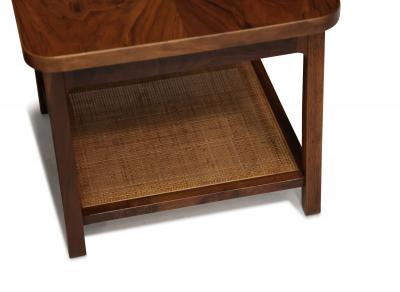  Founders Furniture Company Jack Cartwright for Founders Book Matched Walnut Cane Side Tables