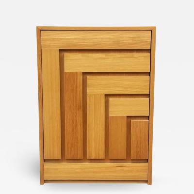  Founders Furniture Company Mid Century Modern Geometric Front Cabinet or Night Stand in Blonde Wood