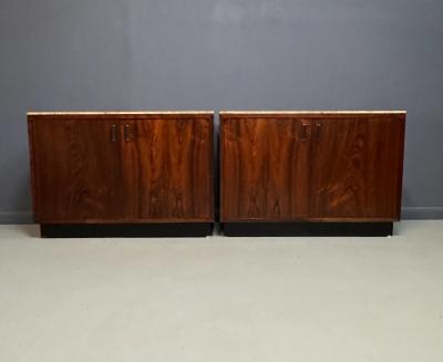 Founders Furniture Company Pair of Mid Century David Parmelee Rosewood Chests for Founders with Marble Tops