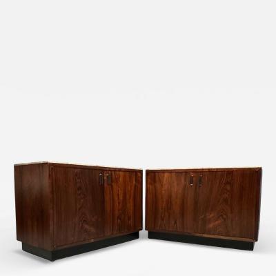  Founders Furniture Company Pair of Mid Century David Parmelee Rosewood Chests for Founders with Marble Tops