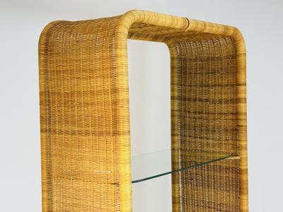  Founders Furniture Company Wicker and Glass Etagere Bookcase Display Shelf by Founders Mid Century Modern