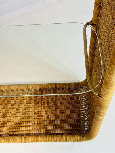  Founders Furniture Company Wicker and Glass Etagere Bookcase Display Shelf by Founders Mid Century Modern