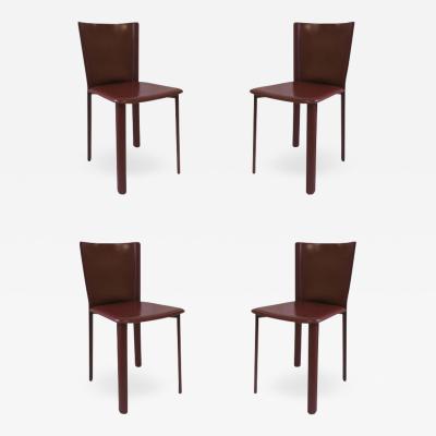  Frag Frag Italy Set of Four 4 Stitched Leather Side Chairs Style of Mario Bellini