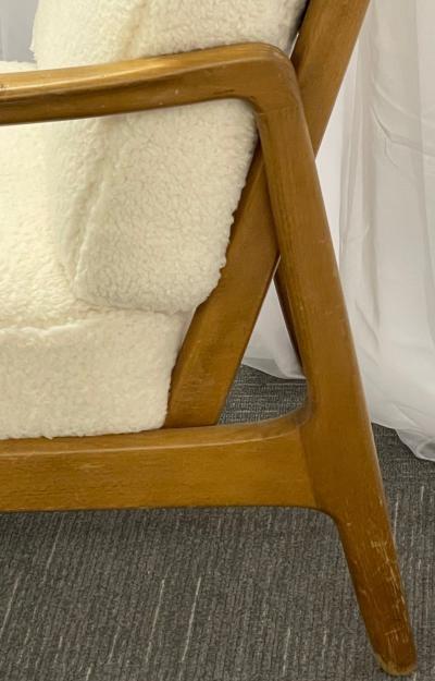  France Daverkosen France and Daverkosen Teak Armchairs Mid Century Modern in Sherpa Style Fabric