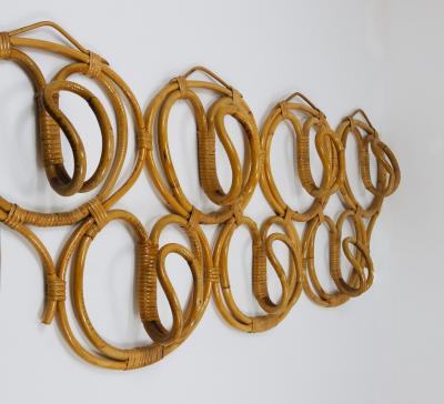  Franco Albini Franca Helg Franca Helg Franco Albini Large Rattan Wall Coat Rack Bonacina Italy 1960s