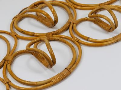 Franco Albini Franca Helg Franca Helg Franco Albini Large Rattan Wall Coat Rack Bonacina Italy 1960s