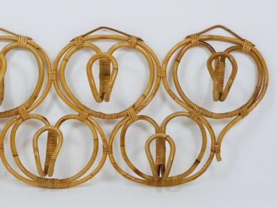  Franco Albini Franca Helg Franca Helg Franco Albini Large Rattan Wall Coat Rack Bonacina Italy 1960s