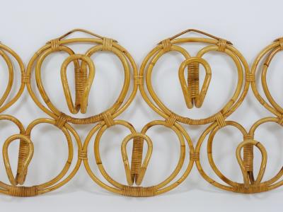  Franco Albini Franca Helg Franca Helg Franco Albini Large Rattan Wall Coat Rack Bonacina Italy 1960s