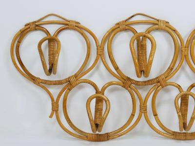  Franco Albini Franca Helg Franca Helg Franco Albini Large Rattan Wall Coat Rack Bonacina Italy 1960s