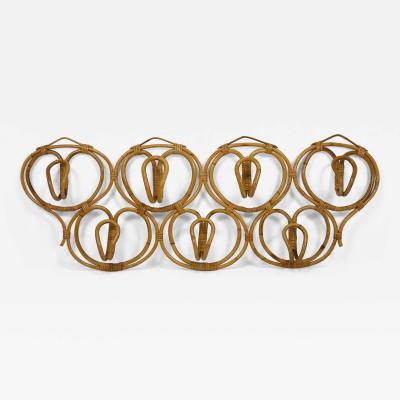  Franco Albini Franca Helg Franca Helg Franco Albini Large Rattan Wall Coat Rack Bonacina Italy 1960s