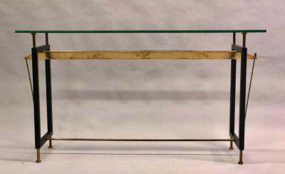  Franco Albini Franca Helg Italian Midcentury Steel Brass and Glass Cantilevered Console Franco Albini