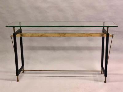  Franco Albini Franca Helg Italian Midcentury Steel Brass and Glass Cantilevered Console Franco Albini