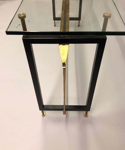  Franco Albini Franca Helg Italian Midcentury Steel Brass and Glass Cantilevered Console Franco Albini