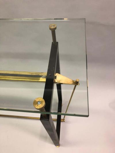  Franco Albini Franca Helg Italian Midcentury Steel Brass and Glass Cantilevered Console Franco Albini