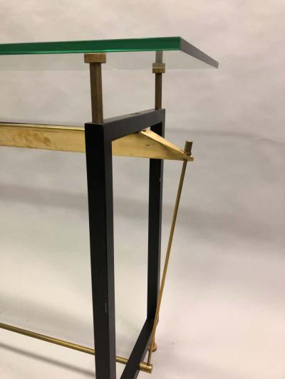  Franco Albini Franca Helg Italian Midcentury Steel Brass and Glass Cantilevered Console Franco Albini