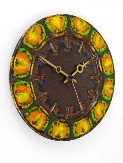  Franco Bastianelli Midcentury Brutalist Enameled Wall Clock by Kienzle Germany 1970s