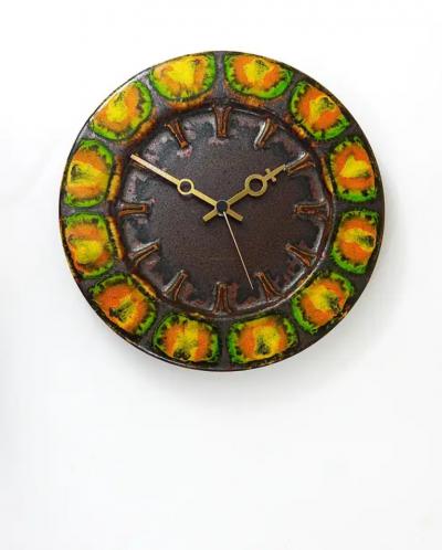  Franco Bastianelli Midcentury Brutalist Enameled Wall Clock by Kienzle Germany 1970s
