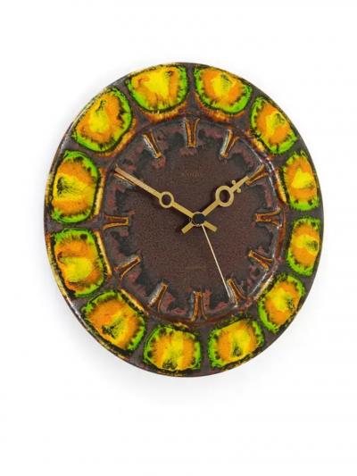  Franco Bastianelli Midcentury Brutalist Enameled Wall Clock by Kienzle Germany 1970s