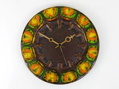  Franco Bastianelli Midcentury Brutalist Enameled Wall Clock by Kienzle Germany 1970s