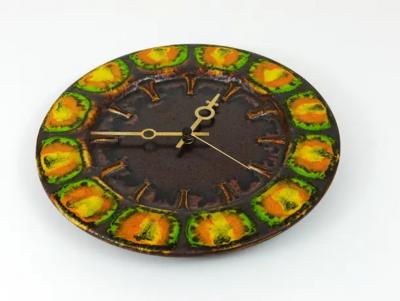  Franco Bastianelli Midcentury Brutalist Enameled Wall Clock by Kienzle Germany 1970s