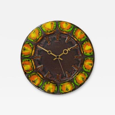  Franco Bastianelli Midcentury Brutalist Enameled Wall Clock by Kienzle Germany 1970s