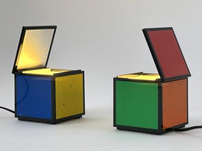  Franco Bettonica Mario Melocchi Early Pentacolore Cuboluce Table Lamps by Franco Bettonica Mario Melocchi 1972