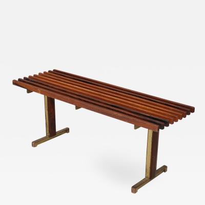  Franco Campo Carlo Graffi Bench by Carlo Graffi from 1950 in brass and walnut wood