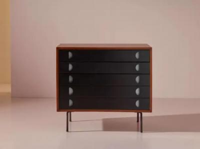  Franco Campo Carlo Graffi Campo Graffi sideboard with desk in teak and red fabric by Home Italy 1950s