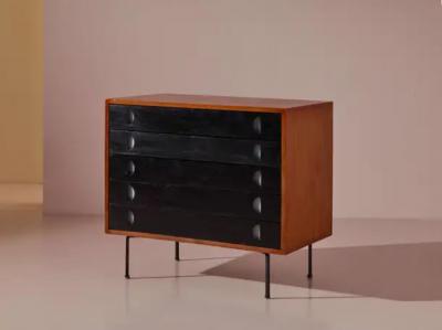  Franco Campo Carlo Graffi Campo Graffi sideboard with desk in teak and red fabric by Home Italy 1950s