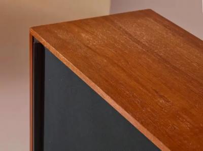  Franco Campo Carlo Graffi Campo Graffi sideboard with desk in teak and red fabric by Home Italy 1950s
