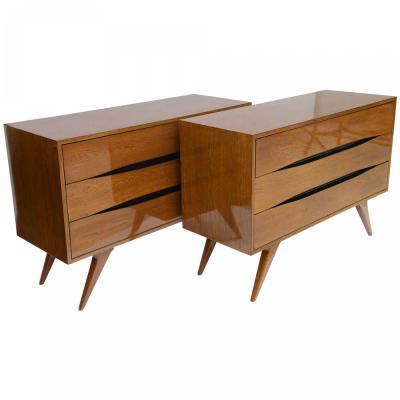  Franco Campo Carlo Graffi Fine Pair of Italian Modern Three Drawer Commodes Campo and Graffi Attributed