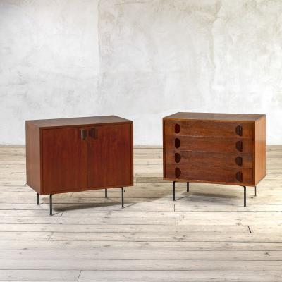  Franco Campo Carlo Graffi Franco Campo Carlo Graffi Pair of Two Wooden Cabinets