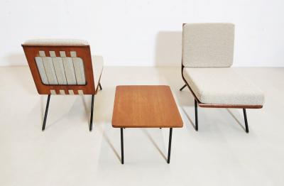 Franco Campo Carlo Graffi Set of 5 Mid Century Lounge Chairs Coffee Table by Franco Campo Carlo Graffi