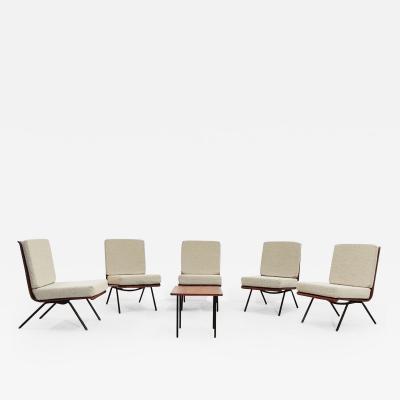  Franco Campo Carlo Graffi Set of 5 Mid Century Lounge Chairs Coffee Table by Franco Campo Carlo Graffi