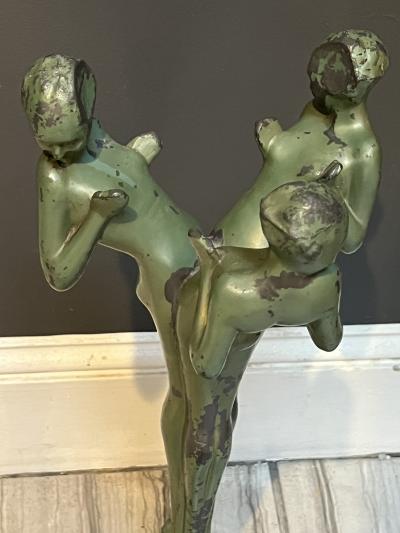  Frankart Inc ART DECO GREEN STYLIZED THREE NUDE ASHTRAY HOLDER BY FRANKART